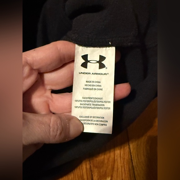 Under Armour Youth Large YL Full Zip Hoodie Jacket Black Fleece Lined Athletic - Picture 5 of 8